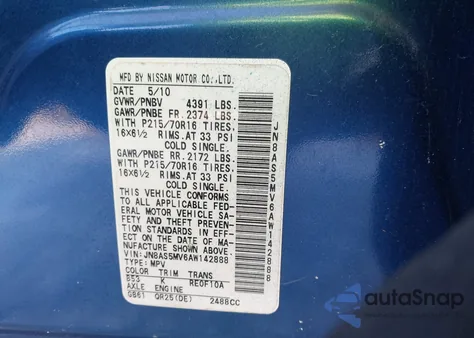 2010 Nissan Rogue S from USA, damaged, VIN JN8AS5MV6AW142888